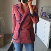 Giacca da abito doppiopetto Blazer e giacche da donna da donna Casual Chic British Tassel Patchwork Tweed Blazer Cappotti