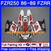 바디 용 야마하 FZRR FZR 250 FZR250 1986 1987 1988 1989 공장 레드 핫 249HM.37 FZR250RR FZR-250 FZR 250R FZR250R 86 87 88 89 페어링 키트