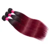 1b / bordeaux Capelli lisci vergini Tessitura Ombre capelli umani 3/4 fasci Capelli lisci peruviani 1B 99J / Fasci bicolore