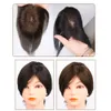 100% Human Hair Silk Base Top Hairpiece for Women Clip in Crown Topper Hand-made Toupee Middle Part Thinning Hair Grey Hair