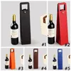 Luxuriöse tragbare PU-Leder-Einzel-Rotweinflaschen-Einkaufstasche, Verpackungshülle, Geschenk-Aufbewahrungsboxen mit Griff, 15 Stück