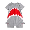 Newborn Baby Boy Toddler Shark Pagliaccetti Tute grigie Manica corta Carino Abbigliamento estivo per bambini Abbigliamento per bambini animali