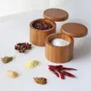 Trä kryddor Pott Bambu Spice Shaker Socker Salt Pepper Örter Storage Bottle Spice Jar För Kök