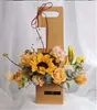 Bärbar kartong Rose Presentförpackning Paking Bouquet Bag Box Flower Tote Bag Presentförpackning Väska