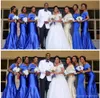 Plus Size Royal Blue African Nigerian Off Shoulder Mermaid Brautjungfernkleider Langes gerafftes Trauzeugin Hochzeitsgastkleid Vestidos