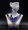 Luxur Crystal pärlstav brudsmycken Afrika färg överdriven brudhalsband örhängen set legering billigt 2020 halsband2339216