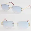 Groothandel Metalen Randloze Mannen Vrouwen Grote Vierkante Zonnebril Draad Frame Unisex Brillen Mannelijke en Vrouwelijke Mode Accessoires Hot