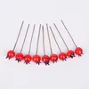 300pcs MOQ Small Artificial Pomegranate Single Cherry Shaped Fake Foam Berry on Wire Stems for Christmas Tree Berry Wreath Decorations
