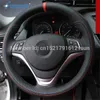 For BMW X1 High Quality Hand-stitched Anti-Slip Black Leather Blue Red Thread DIY Steering Wheel Cover225v