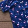 Yeni 2019 2 adet/takım Yürümeye Başlayan Çocuk Giyim Erkek Bebek Flamingo T-shirt + Şort Pantolon Kıyafetler Giysileri Tops