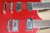 Fabrika Özel Çift Boyun Metal Kırmızı Elektro Gitar 6 + 7 Strings, Krom Madeni Gülağacı Klavye, Teklif Özelleştirilmiş ile