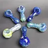 Glasrökande rör Space Moss Spoon Pipe Cool Quality Galaxy Blue Colorful Pipe Hand Pyrex Rökning Handrör