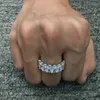 Hip Hop Bling Iced Out Baguette Ring Gold Silver Color 7mm vierkant CZ 1 Rij Fashion Men Women Party Rings sieraden Accessoires Geschenken2068243