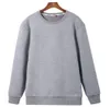 Sweat-shirt à col rond uni de haute qualité, pull de sport en coton avec logo brodé personnalisé pour hommes, noir, vente en gros, blanc