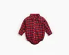 Ins Baby clothing Spring Fall 100% cotton romper Turn Down Collar Plaid Print Long sleeve Boy Girl romper Baby cuasual clothing