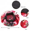 Women Wide Band Satin Bonnet Soft Satin Night Sleep Hat Hair Cap Ladies Turban Flower Printed Hair Styling Tool Shower Bathing