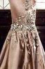 2019 Luxury Zuhair Murad Crystal Dresses Evening Wear Dubai One Shoulder Rhinestone Formal Gowns Muslim Long Sleeve Gold Prom Dres6516724