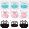 Baby birthday princess dress striped sequin tutu dresses newborn bow party for 1st 2nd 3th letter children clothes