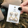 Vintage exaggerated classic elegant pearl pendant stud earrings for women girls fashion luxury designer silver post