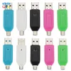 2 In 1 Card Reader with SD Micro SD TF Slots OTG Adapter Micro USB 2.0 for Android Cell Phone Tablet Computer 200pcs/lot