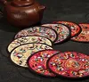 Wholesale Retro Non-woven Embroidery Floral Pattern Ethnic Coaster Tribal Cup Teapot Mat Drink Holder Floral Tableware Placemat