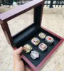 6 Pcs Clemson Tigers National Team Champions Championship Ring Set with Wooden Display Box Solid Men Fan Brithday Gift Wholesale 2020