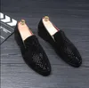 Loafers Leather Designer Flat Rhinestone Fashion Mens Loafers Dress Shoes Slip on Casual Diamond Pointed Shoes,size38-45 B21 517 ,size38-45