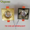 Topoch Square Downlight LED 7W COB Bronzo/Finitura dorata Lavorazione CNC Clip a molla in alluminio Montaggio Fascio di 30 gradi per illuminazione interna AC100-240V