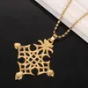 Ethiopian Trendy Gold Color Cross Pendant Necklaces For Women Men Cross Chain Charm Jewelry