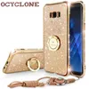 Samsung Galaxy S8 S8 Artı Durumda RingDiamond Kapak Için Samsung Not 8 Kılıf Halka Bling Kapak Galaxy S8 + Kılıf Için Glitter Mor