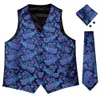 Paars Zwart Paisley Top Design Bruiloft Mannen 100% Silk Vest Vest Ties Hanky ​​Manchetknopen Cravat Set voor Suit Tuxedo MJTZ-104