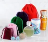 100 PCS Rose Velour Velvet Bag Pochette à bijoux x9 7 cm Sacs cadeaux pour emballage cadeau de Noël