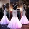 Sexy daadwerkelijke foto's luxe zeemeermin prom jurken kristal kralen backless illusie vloer lengte formele avond feestjurken ogstuff vestidos