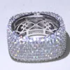 Rulalei Sparkling Luxury Smycken 925 Sterling Silver Pave White Sapphire CZ Diamond Eternity Women Wedding Bridal Ring för älsklings gåva