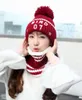 Women's Autumn Winter Hat Scarf Knitted Embroidery Letter Hat Caps Wool Warm Scarf Thick Windproof Hat And Scarf Set For Women