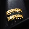 Hip Hop Jewelry Mens Diamond Grillz Teeth Gold Plated Iced Out CZ Cuban Chain Grills Fashion Rapper Men Fashion Accessories