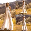 Shiny Design 2019 Abendkleider Juwelenhals abtrennbare Überwachungen Chiffon Boho Prom Kleider Ein Linie Böhmisch formelles Kleid