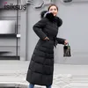 Isiksus Rembourré Chaud Doudounes Femmes Hiver Plus La Taille Long Matelassé Noir À Capuche Manteau De Fourrure Veste 2018 Parkas pour Femmes WP013