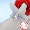 YHAMNI Sent Certificate Luxury 10%% Original 925 Silver 8 8mm 2 Carat Square Crystal Zirconia Diamond Wedding Rings for Women232p