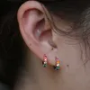 Huggie Hoop Earring Paled Rainbow Cubic Zirconia CZ Fashion Jewelry for Women 925 Sterling Silver Delicate Mimal Fanturut Earrin280L