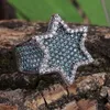 Super Star Ring Groene CZ Bling Ring Micro Pave Zirconia Gesimuleerde Diamanten Hiphop Ringen Maat #7-Size #113170