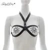 Bras DAVYDAISY Women Sexy Bra PU Leather Open Bust Bralette Porn Intimates Lingerie Cropped Top Underwear Female BR502