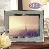 Giftgarden 4x6 "cadres en verre avec cadre photo argenté définit des ornements décoratifs pour la maison, ensemble de 2 pièces J190716