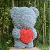 2019 60cm Alla hjärtans Romantice Artificial Rose Stand Loving Bear Pe Rose Gift för bröllopsfest Creative Diy Valentine Gift Pe Rose Doll