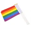 게이 프라이드 플래그 플라스틱 스틱 레인보우 핸드 플래그 미국 레즈비언 게이 프라이드 LGBT 플래그 14*21 cm 레인보우 플래그