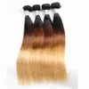 Gerade webt brasilianische jungfräuliche Haarbündel Ombre 1b 4 27 blond Farbe / blonde indische Remy Weave
