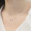 1Pc 925 Sterling Silver Invisible Fishing Line Zircon Pendant Necklace Fashion Women Charm Jewelry