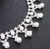 2022 Bling Peags Bridal Ювелирные Изделия Серебристое Белое Ожерелье Ожерелье Жемчужные Серьги Свадебные Ювелирные Изделия Наборы Для Невесты Бределие Женщины Accesso