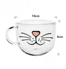 Ventes chaudes Lovelty Glass Cat Cat Face Mugs Coffee Tea Milk Breakfast Mug Creative Cadeaux Cadeaux 540 ml NOUVEAU