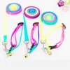 Dog Cat Collar Leash Adjustable Pet Collar Lead for Cat Puppy Small Pet Outdoor Walking Rainbow Leashes YQ01754